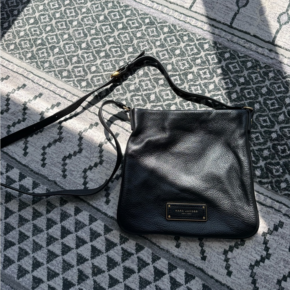 Marc Jacobs Black Pebbled Leather Crossbody with Gold Hardware